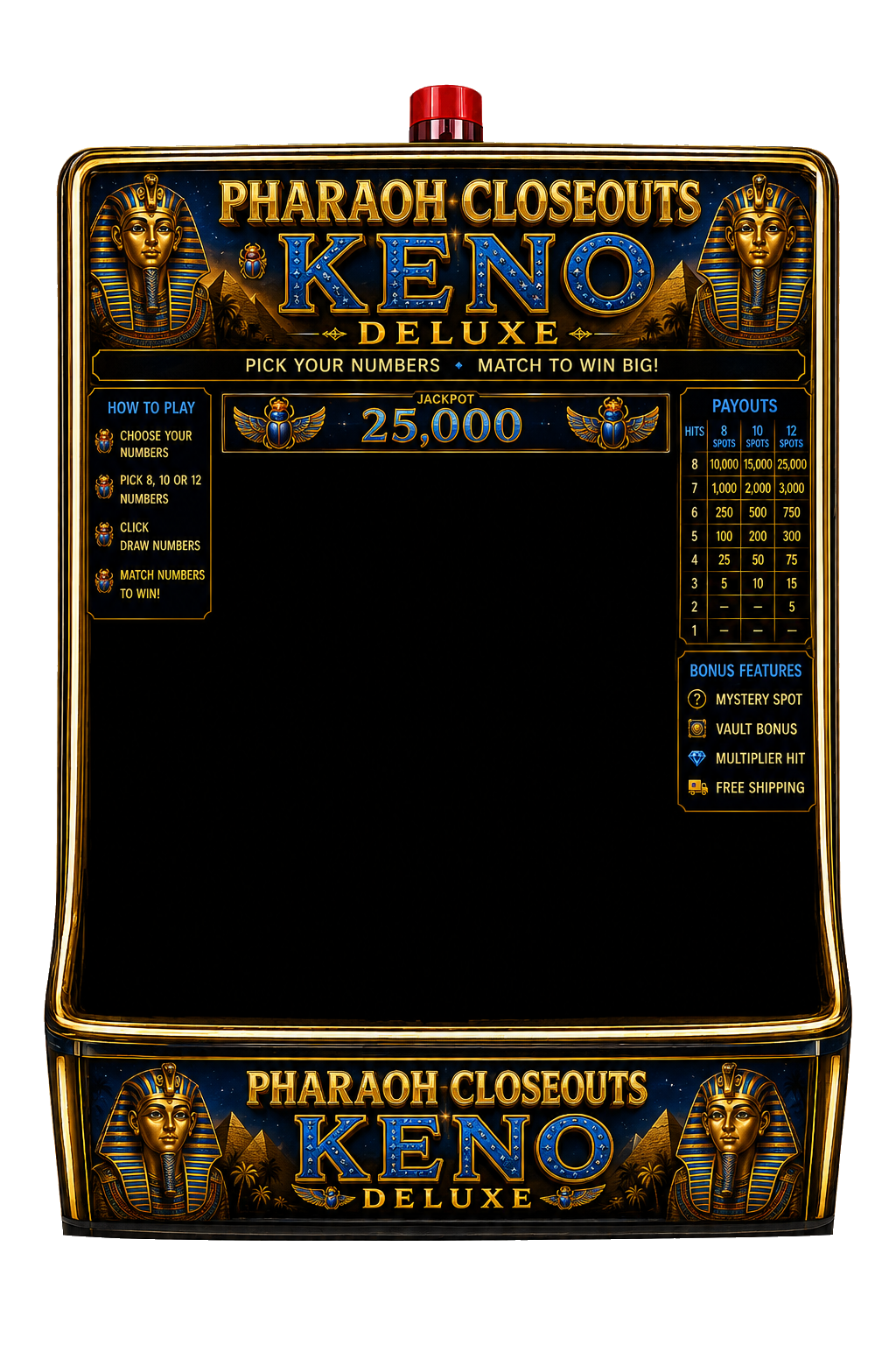 Pharaoh Closeouts KENO