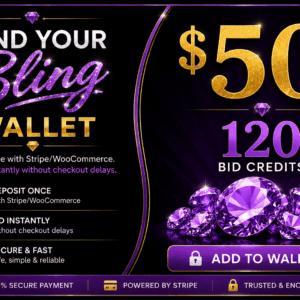 Fund Your Bling Bid Wallet $50 Deposit (120 Bid Credits)