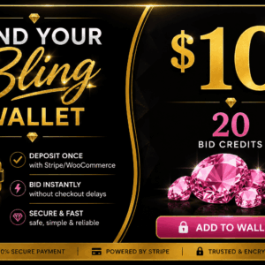 Fund Your Bling Bid Wallet  $10 Deposit (20 Bid Credits)