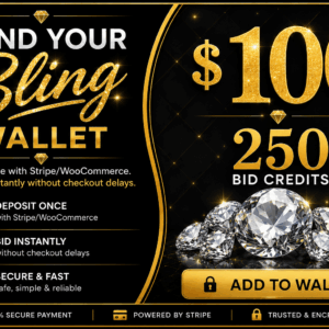 Fund Your Bling Bid Wallet $100 Deposit (250 Bid Credits)