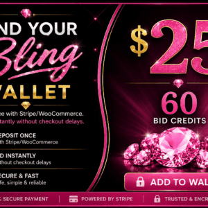 Fund Your Bling Bid Wallet $25 Deposit (60 Bid Credits)