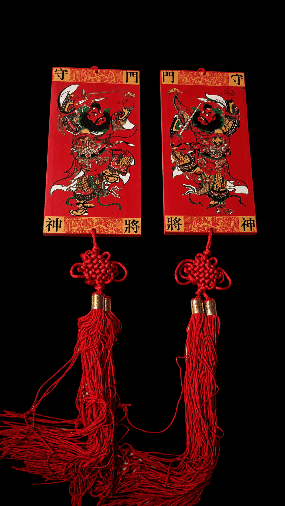 Hand-Painted Chinese Door God (Men Shen) Wooden Guardian Plaques - Image 3