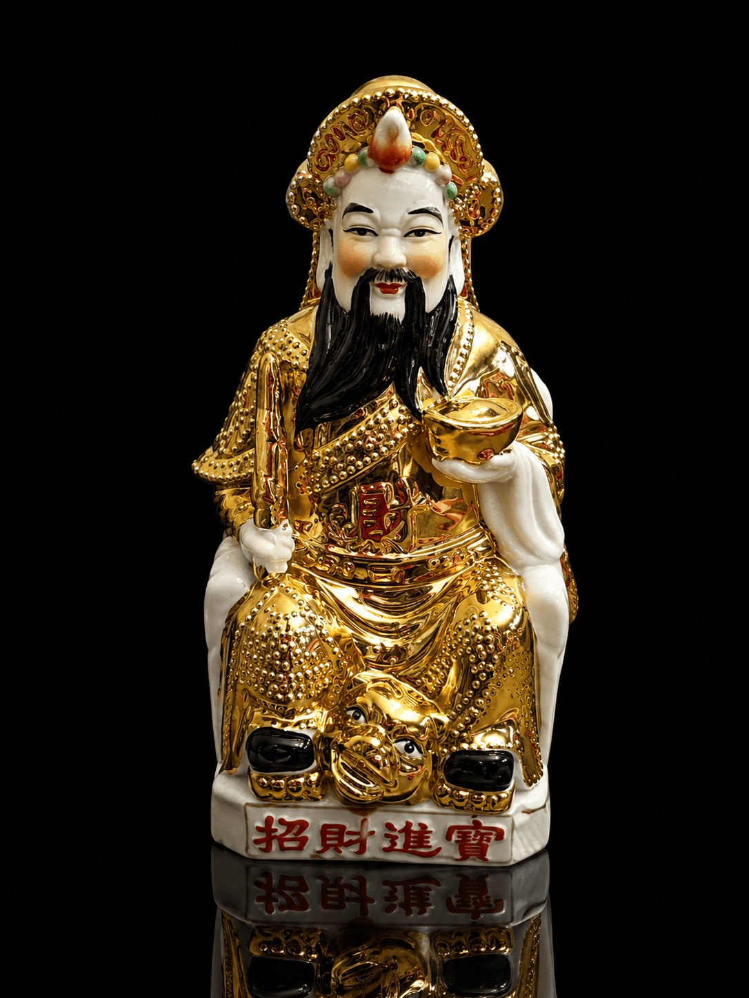 Vintage Porcelain Caishen The Chinese God of Wealth Figurine - Image 7