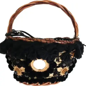 Dolce & Gabbana Beige Straw Snakeskin Pom Pom Crystal AGNESE Bucket Bag Exotic Italian Luxury Masterpiece
