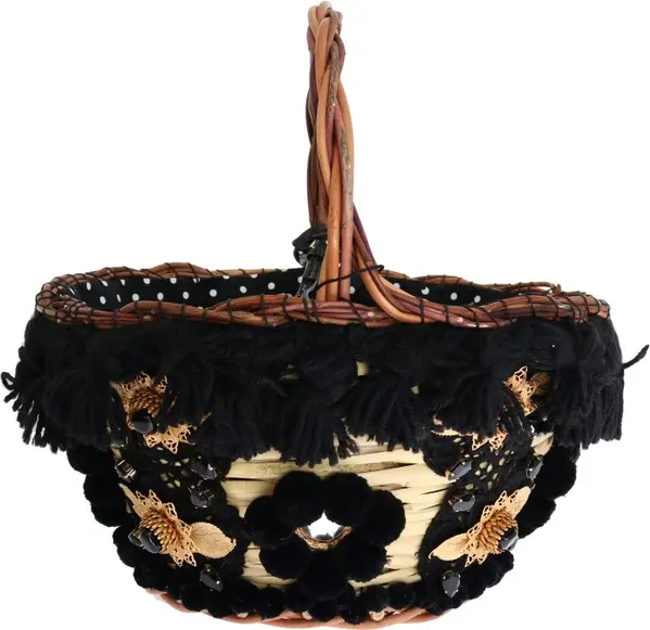 Dolce & Gabbana Beige Straw Snakeskin Pom Pom Crystal AGNESE Bucket Bag Exotic Italian Luxury Masterpiece - Image 4