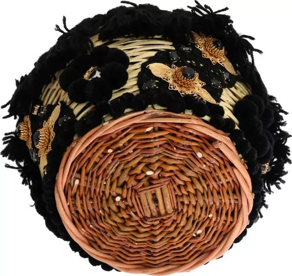Dolce & Gabbana Beige Straw Snakeskin Pom Pom Crystal AGNESE Bucket Bag Exotic Italian Luxury Masterpiece - Image 2