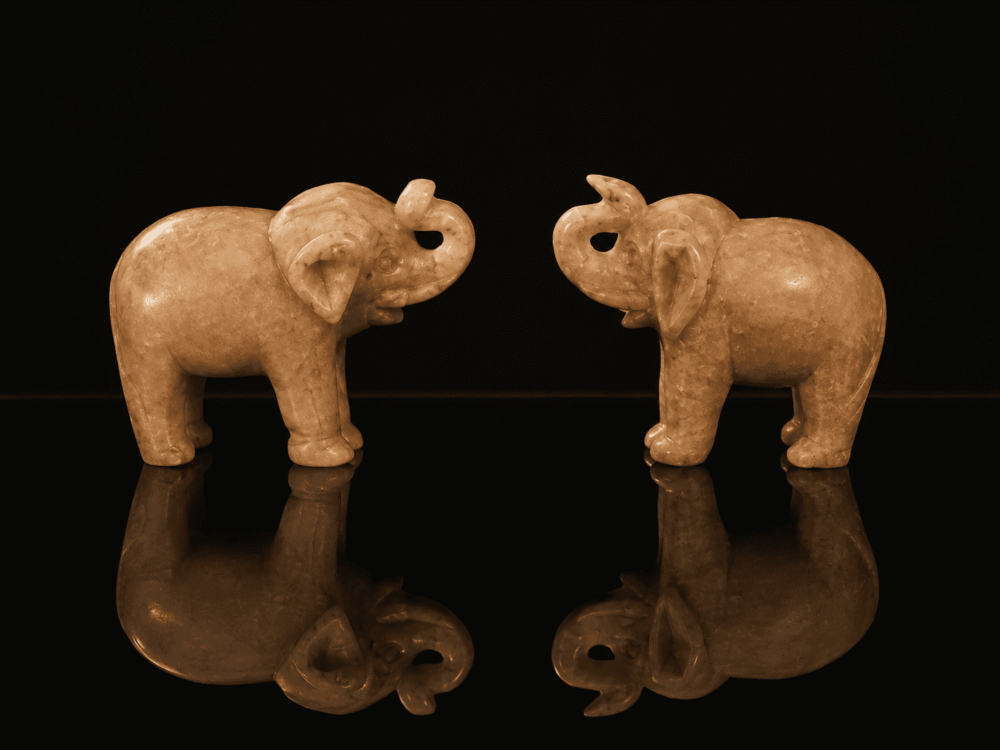 Pair Of Hand-Carved Jade Soapstone Elephant Figurines - Image 7