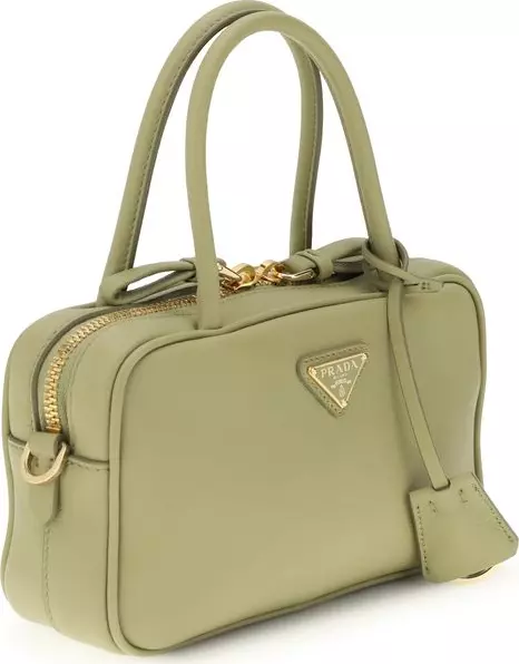 Prada Bicolor Leather Handbag Compact Luxury, Iconic Style - Image 4