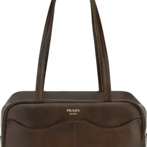 Prada Brown Leather Shoulder Bag Refined Luxury for Everyday Sophistication