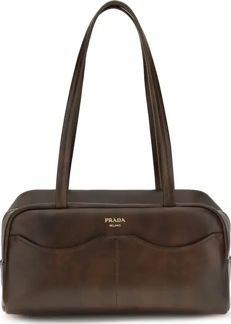 Prada Brown Leather Shoulder Bag Refined Luxury for Everyday Sophistication