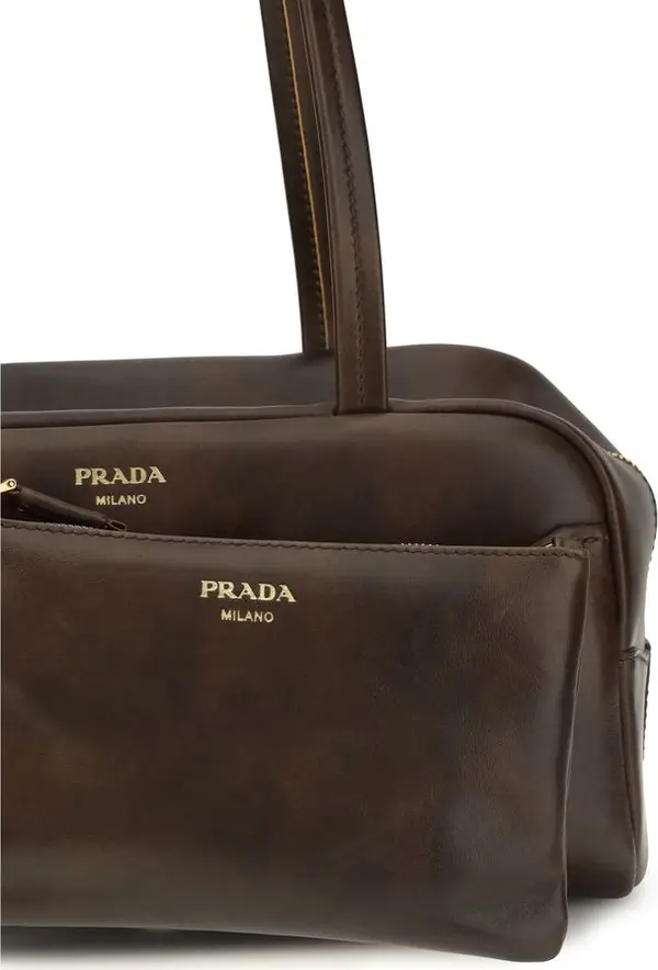 Prada Brown Leather Shoulder Bag Refined Luxury for Everyday Sophistication - Image 2