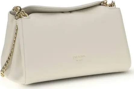 Prada White Calf Leather Shoulder Bag Elegant Luxury with Timeless Sophistication - Image 4