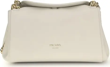 Prada White Calf Leather Shoulder Bag Elegant Luxury with Timeless Sophistication