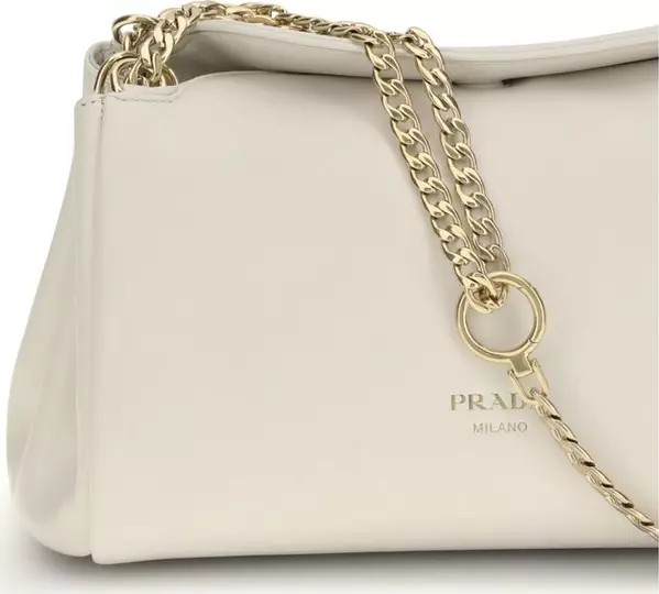 Prada White Calf Leather Shoulder Bag Elegant Luxury with Timeless Sophistication - Image 2