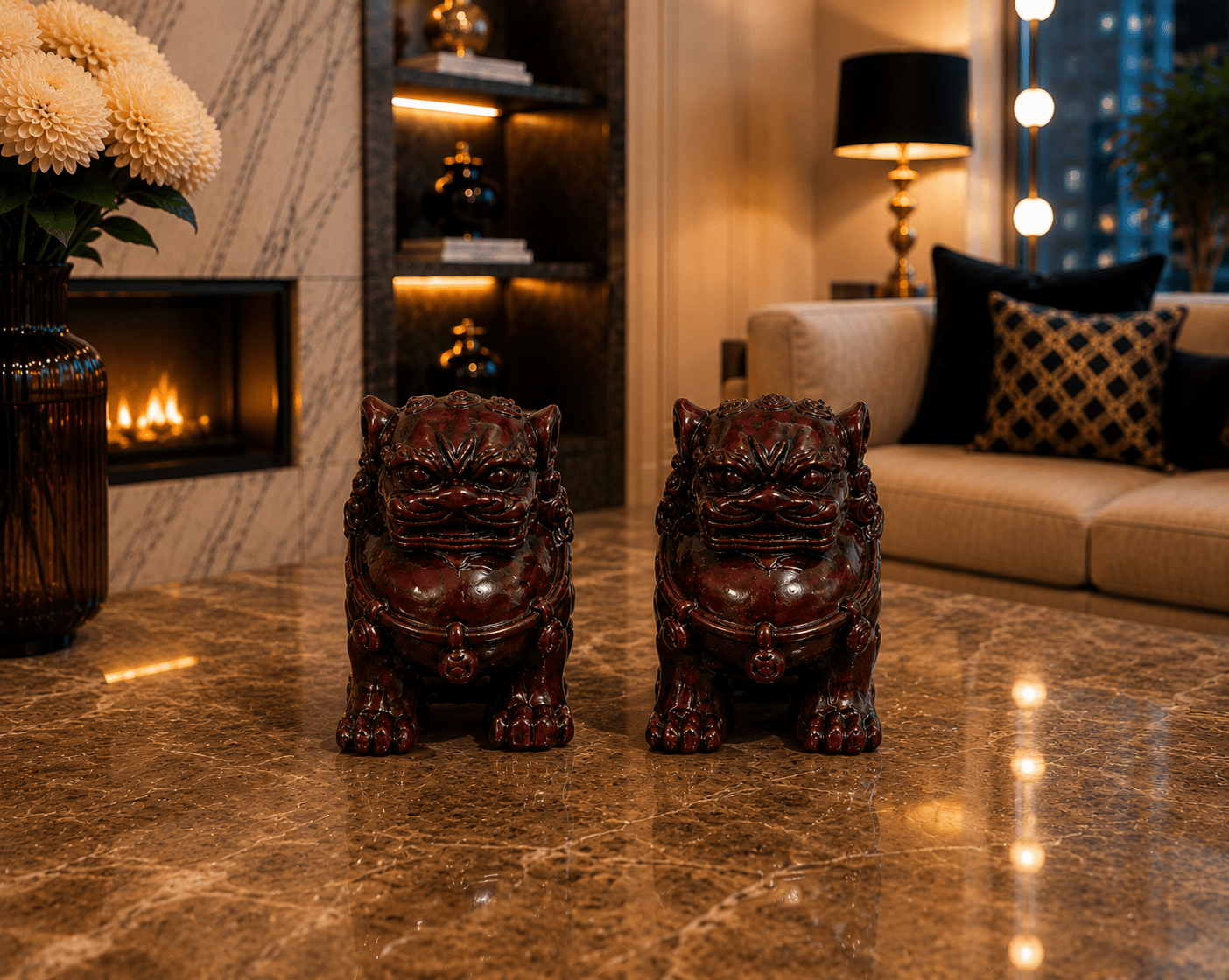 Set Of Vintage Lucky Feng Shui Foo Dog Guardian Lion Figurines - Image 5