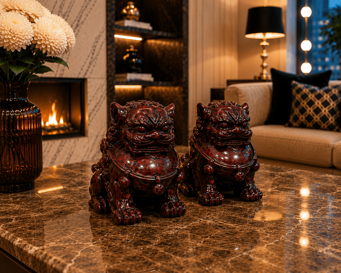 Set Of Vintage Lucky Feng Shui Foo Dog Guardian Lion Figurines - Image 4