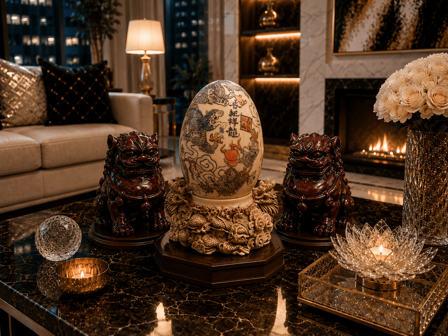 Set Of Vintage Lucky Feng Shui Foo Dog Guardian Lion Figurines - Image 3