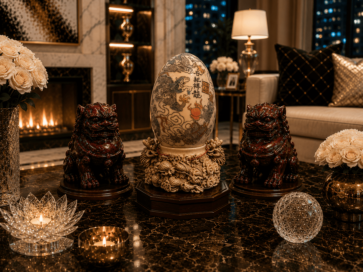 Set Of Vintage Lucky Feng Shui Foo Dog Guardian Lion Figurines - Image 2