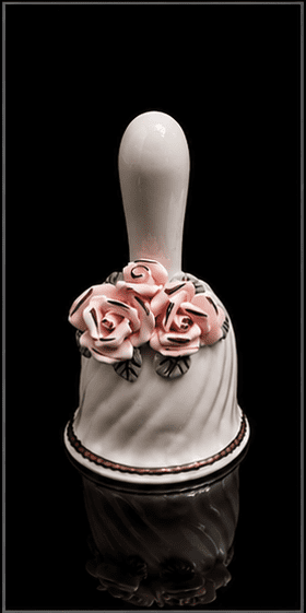 Vintage Porcelain Bell With 3D Pink Roses & Gold Trim - Image 3