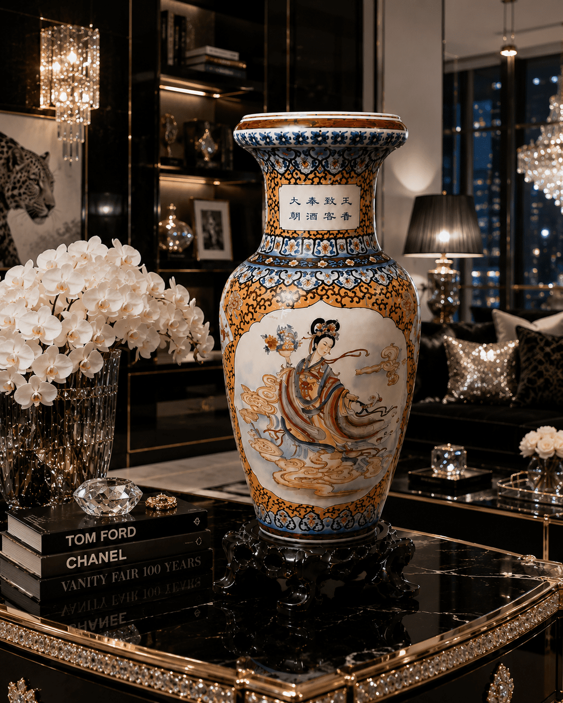 36-Inch Chinese Porcelain Floor Vase Only - Image 2