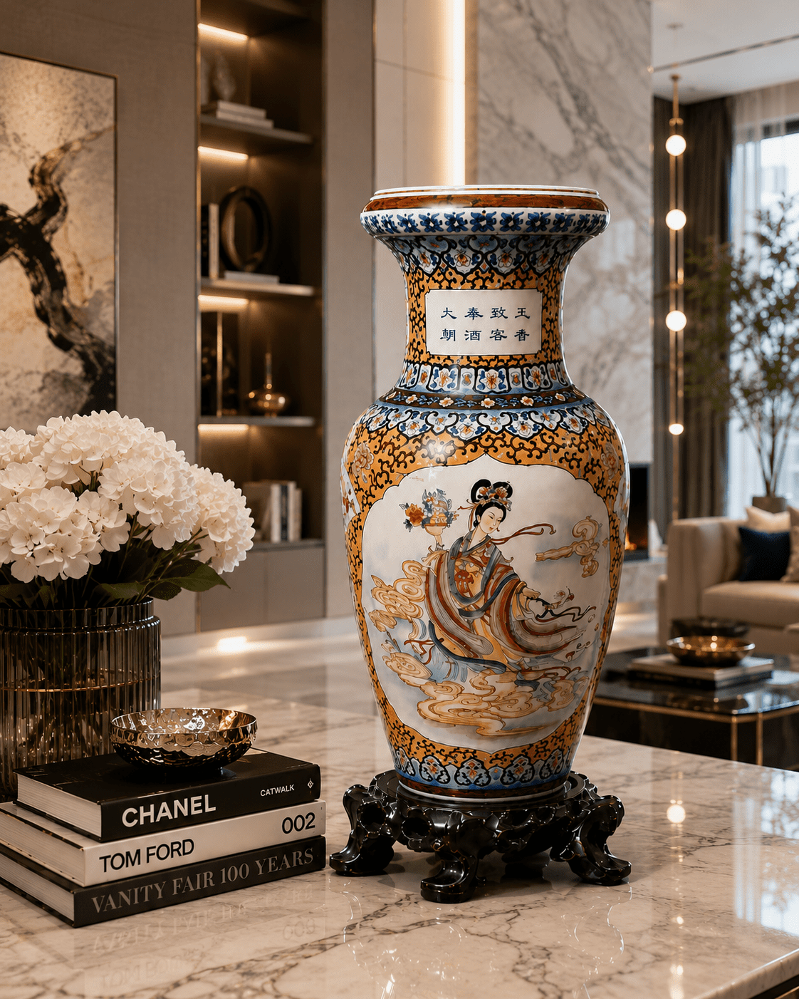 36-Inch Chinese Porcelain Floor Vase Only - Image 3
