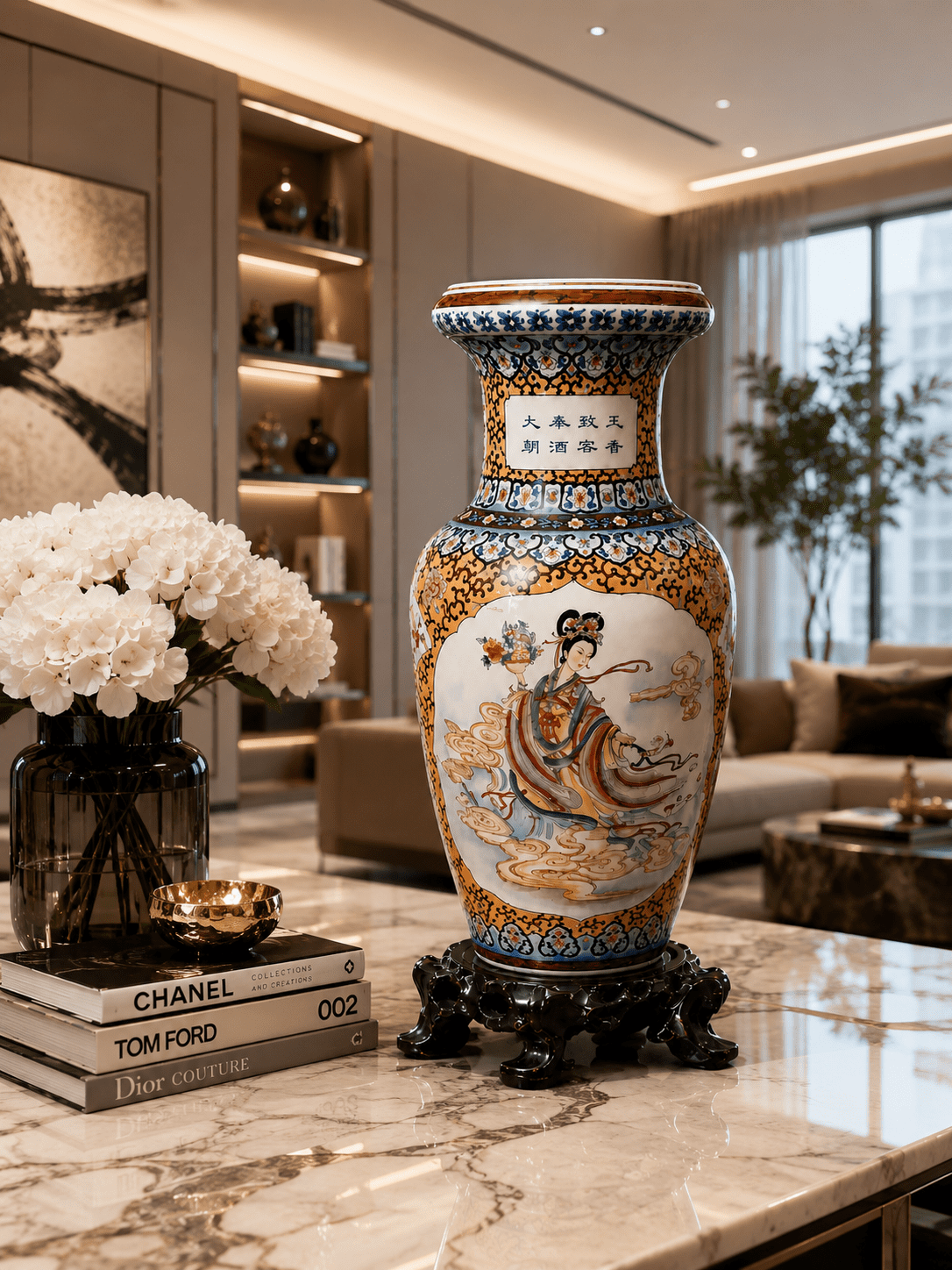 36-Inch Chinese Porcelain Floor Vase Only - Image 4