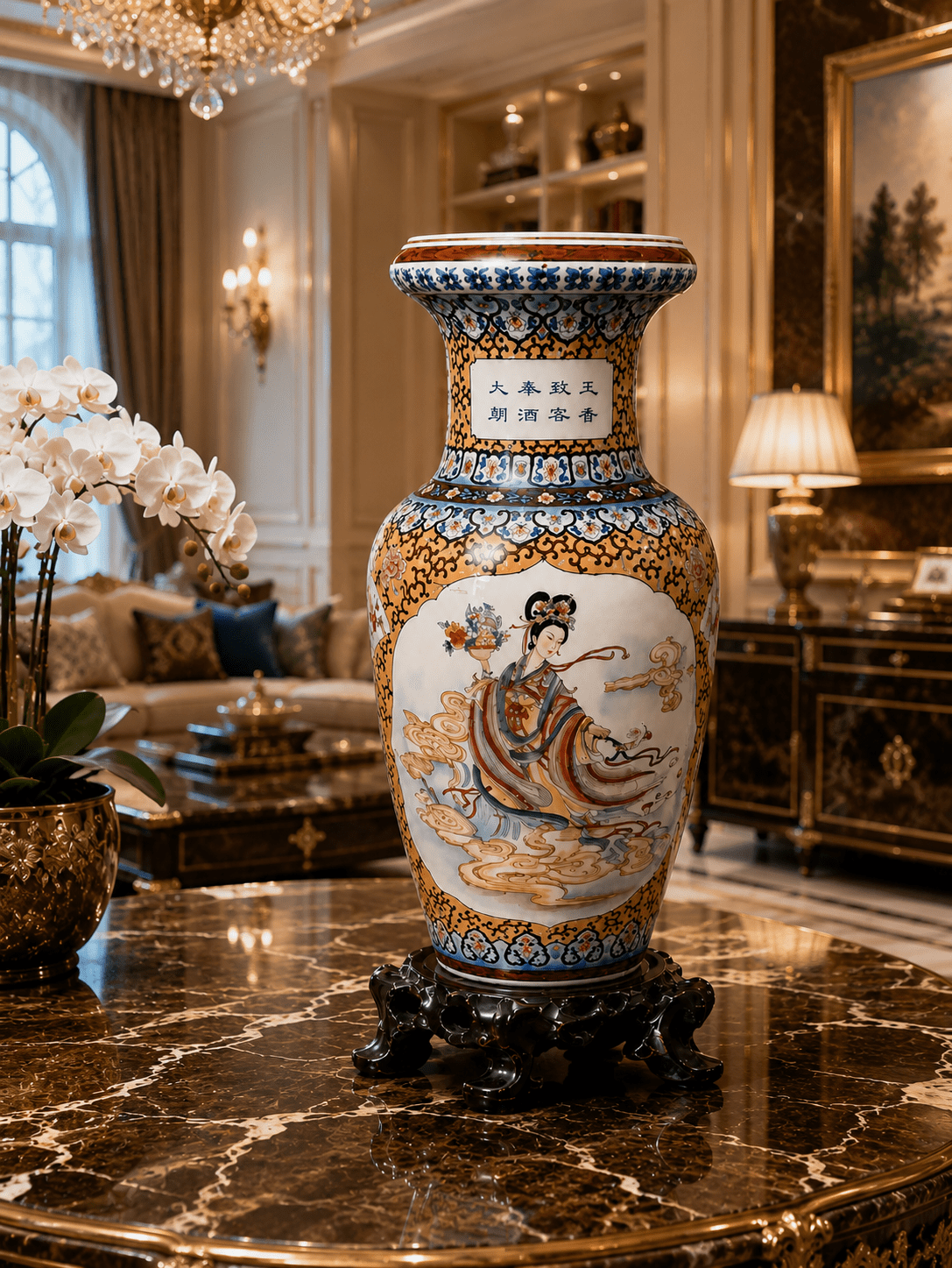 36-Inch Chinese Porcelain Floor Vase Only - Image 5