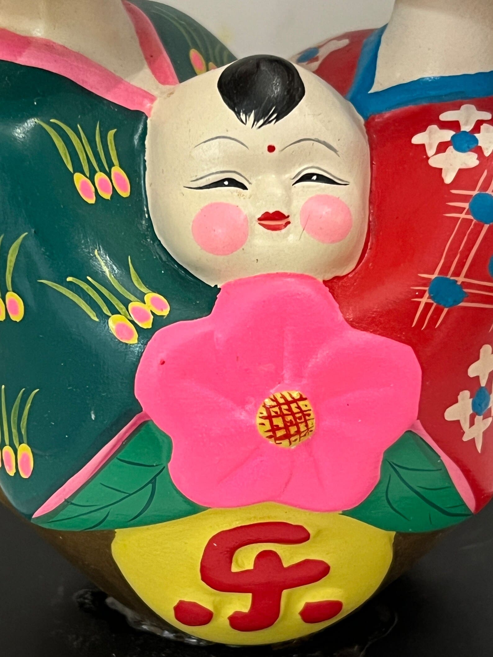Vintage Hand-Painted Asian Bobble Head Family Figurine - Image 3