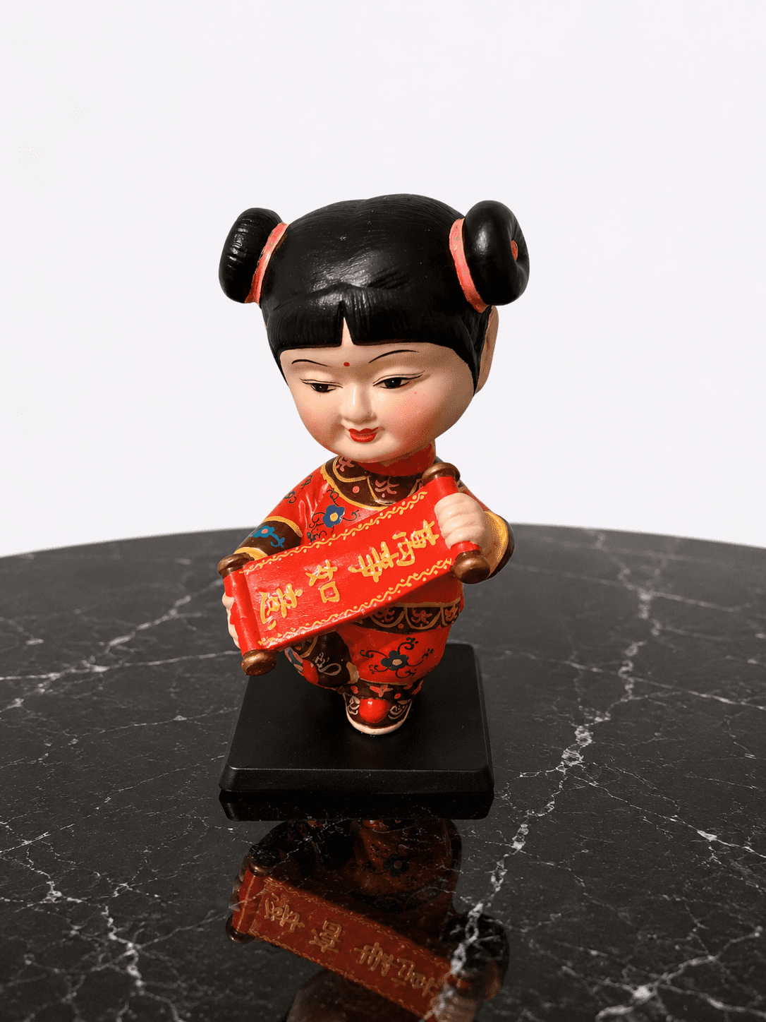 Vintage Chinese Woman Bobble Head Nodder Doll - Image 4
