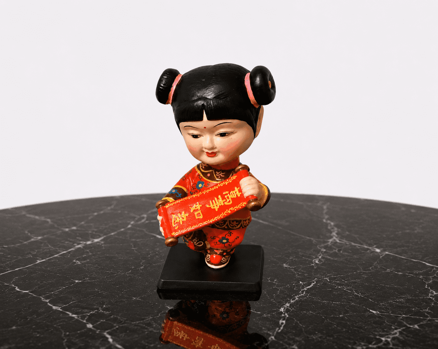 Vintage Chinese Woman Bobble Head Nodder Doll - Image 3