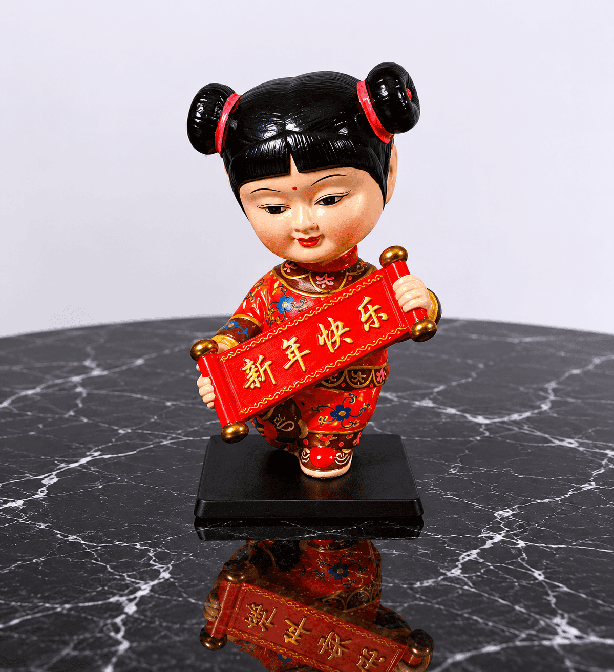 Vintage Chinese Woman Bobble Head Nodder Doll - Image 2