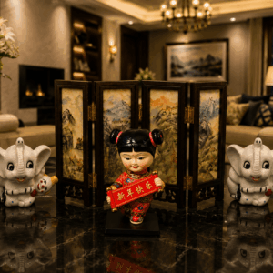 Vintage Chinese Woman Bobble Head Nodder Doll
