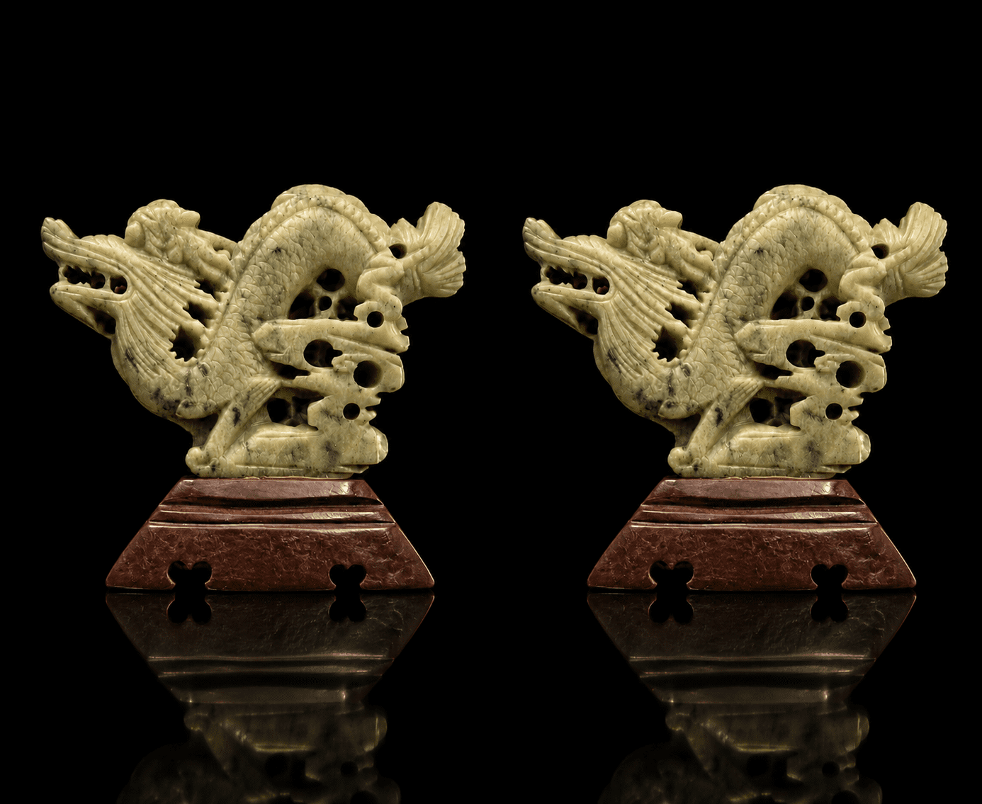 Hand-Carved Jade Soapstone Dragon Figurines - Image 7