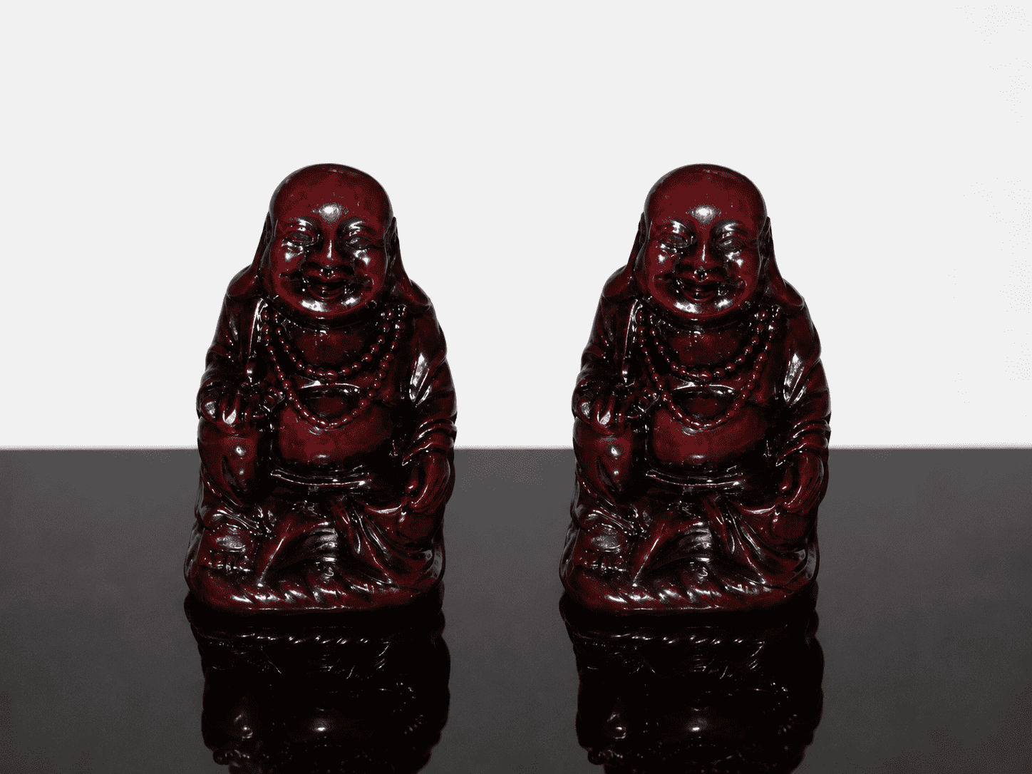 Set Of Vintage Lucky Feng Shui Red Resin Laughing Buddha Figurines - Image 7