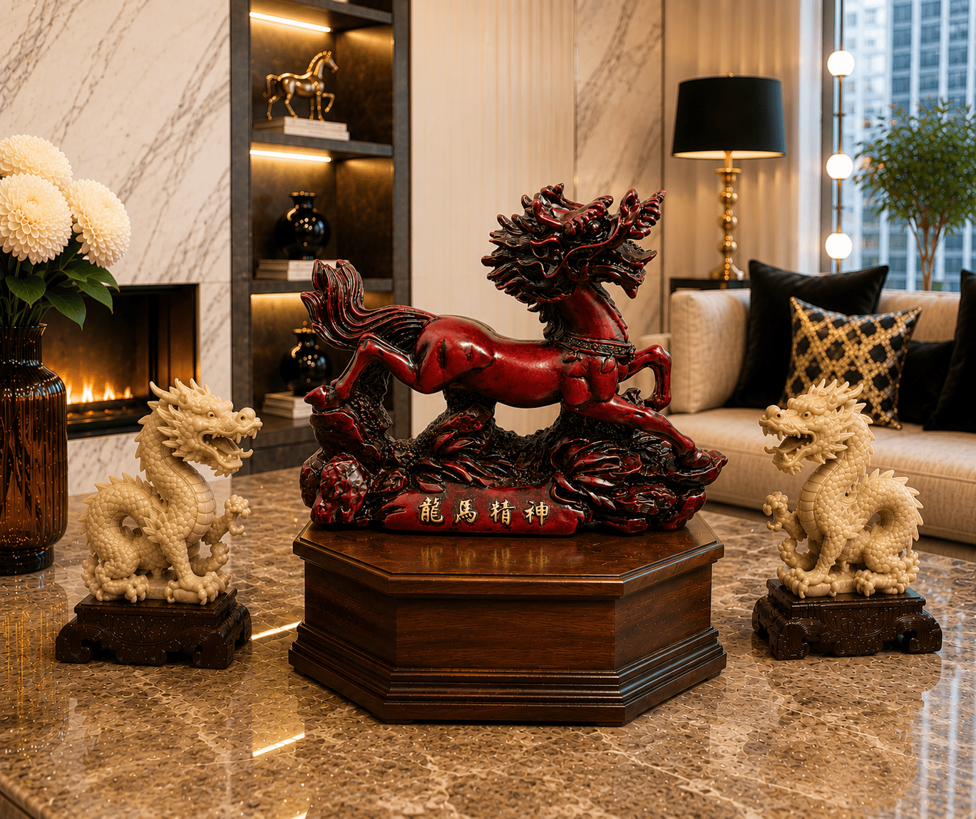 Vintage Feng Shui Zhao Gongming Riding Tiger Red Resin Figurine - Image 7